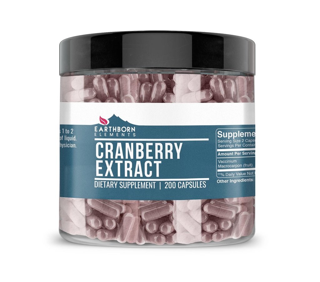 Earthborn Elements Cranberry Extract 200 Capsules, Pure & Undiluted, No Additives