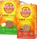 Metamucil Fiber Thins Fiber Supplement with Bleam Digestive Health Support Tip Card Psyllium Fiber Bars - 12CT Apple Crisp & 12CT Cinnamon Spice - Set