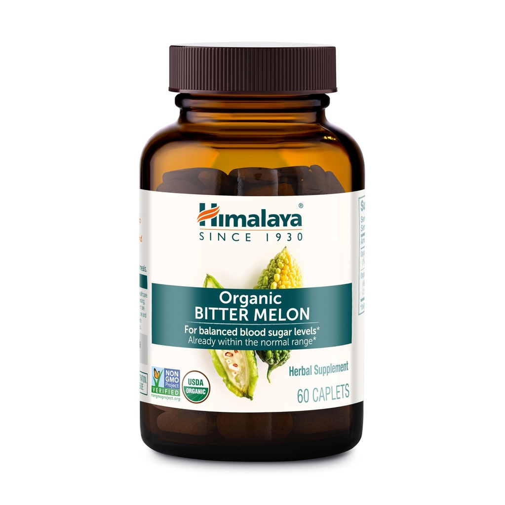 Himalaya Organic Bitter Melon - Herbal Glucose Metabolism Support - USDA Organic, Non-GMO, Vegan, Gluten Free, Additive Free, 660 mg, 60 Caplets