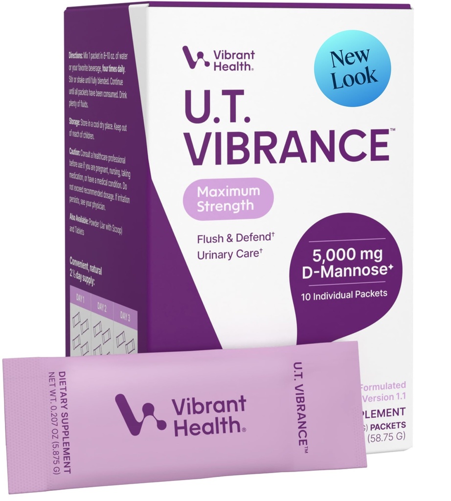 Vibrant Health, U.T. Vibrance Stick Packs, Crisis Intervention for Urinary Tract Health, 5000mg D-Mannose, 10 Servings