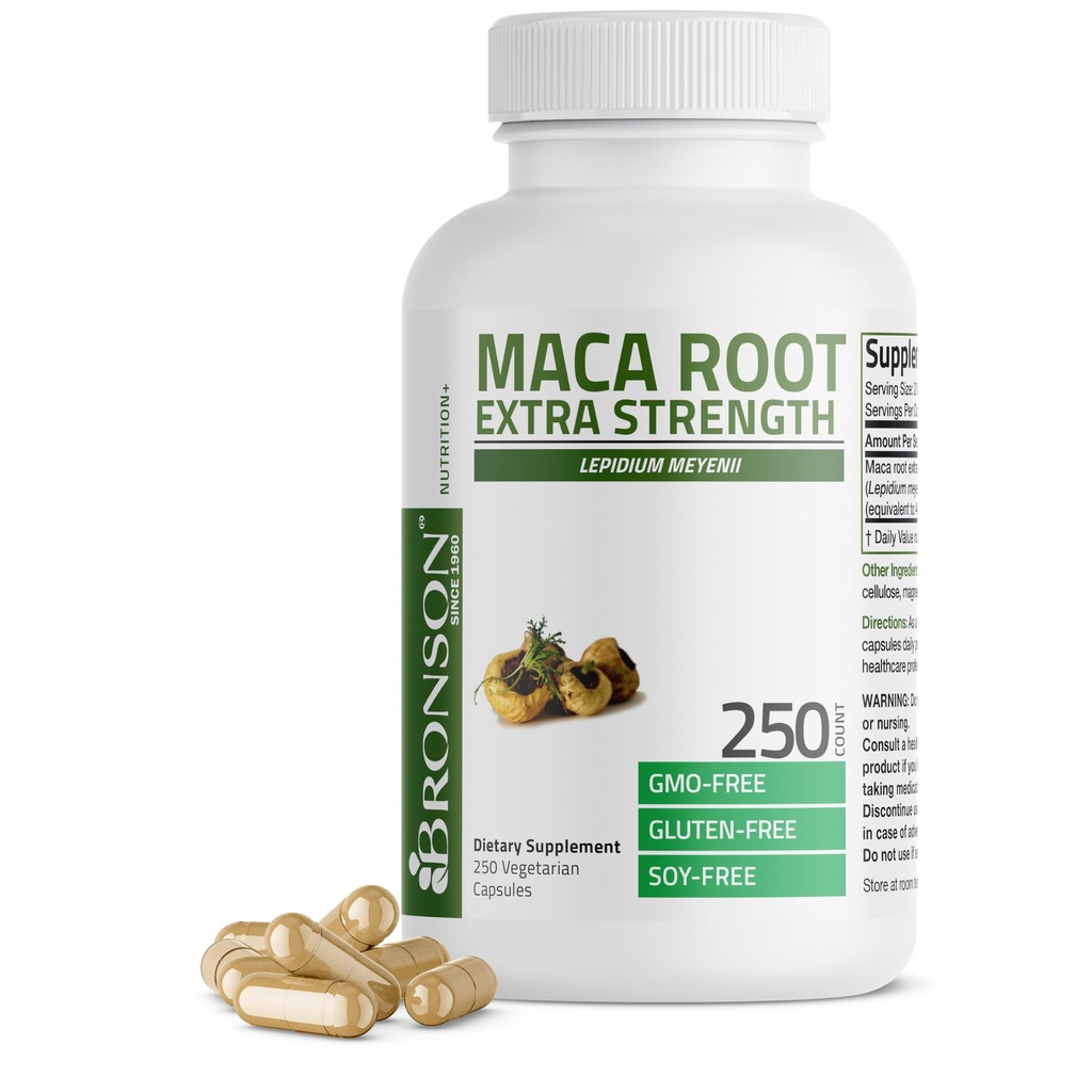 Bronson Maca Root Extra Lepidium Meyenii, Non-GMO, 250 Vegetarian Capsules