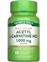 Nature's Truth Acetyl L-Carnitine 1000mg | 30 Capsules | Super Strength | Non-GMO & Gluten Free ALCAR Supplement