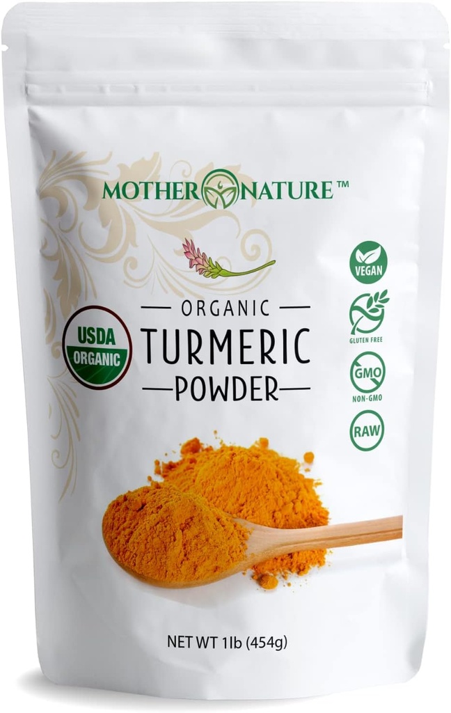 Organic Turmeric Powder with Curcumin - Indian Grown Turmeric Root (1lb, 16Oz) - Powerful Joint disconfort Relief, Reduce Swelling, Antioxidant - Vegan, Gluten-Free, Non-GMO & Dairy-Free