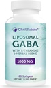 Liposomal GABA Supplements 1000mg with L-Theanine 200mg,High Absorption,Ashwagandha,Chamomile,Tart Cherry Herbal Supplement for Adults,60 Softgels,Non-GMO,Gluten Free