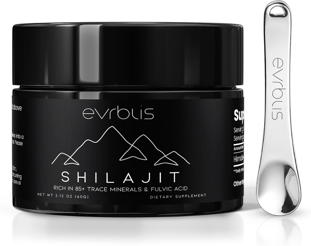 Pure Himalayan Organic Shilajit Resin, Max Potency Gold Grade Shilajit Supplement for Men & Women Natural Energy Boost & Immune Support with 85+ Trace Minerals & Fulvic Acid (60 Grams, 120 Serving).