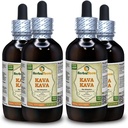 Kava Kava (Piper Methysticum) Tincture, Dried Root Liquid Extract (Brand Name: HerbalTerra, Proudly Made in USA) 4x4 fl.oz (4x120 ml)