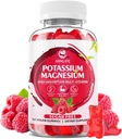 Potassium Magnesium Supplement Gummies, Potassium Gummies for Adults Kids, High Absorption Magnesium Glycinate for Leg Cramps & Immune Health, Sugar-Free, Raspberry Flavors, 60 Count