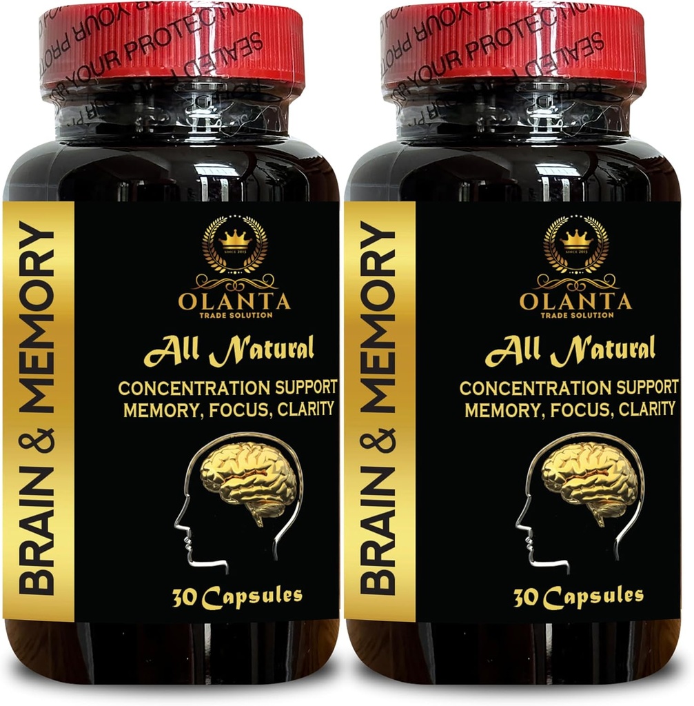 Brain Memory Support - Mental Resilience, Memory Recall, Learning Support, Brain Cognitive Support, Brain Supplements Pills, Memory Enhancement - 2 Bottles 60 Capsules