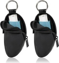 Asthma Inhaler Holder Protect Portable Bag Carrying Holder PU Leather Travel Inhaler Mini Bag for L-Shaped Inhaler, Inhaler Not Included (Black, 2PCS)