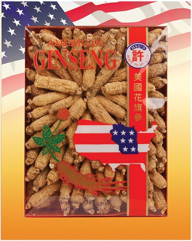 HSU’s Ginseng SKU 134-8 | Half Short Small #1 | Cultivated American Ginseng from Marathon County, Wisconsin USA | 许氏花旗参 | 8oz Box, 西洋参, B01M23UW57