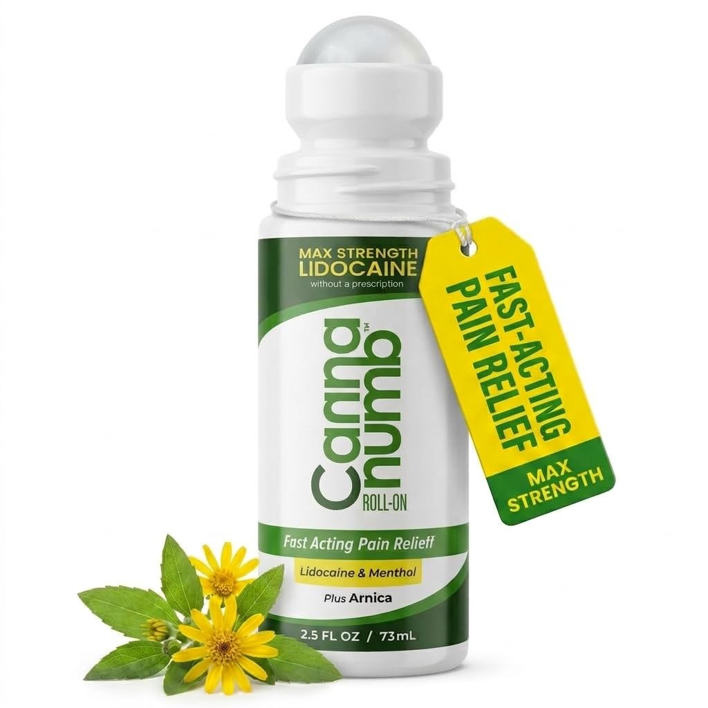 Pain Relief Roll On Topical Analgesic for Adults with Lidocaine – Fast Acting Relief for Knee Pain, Neck, Foot & Lower Back with Arnica Boswellia & Menthol 2.5oz