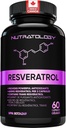 Nutratology Resveratrol Supplement- Potent Antioxidant Supplement - Anti Aging Trans Resveratrol - Increases Cardiovascular Health, Cell Regeneration & Hair Growth - 60 Capsules - 30 Servings