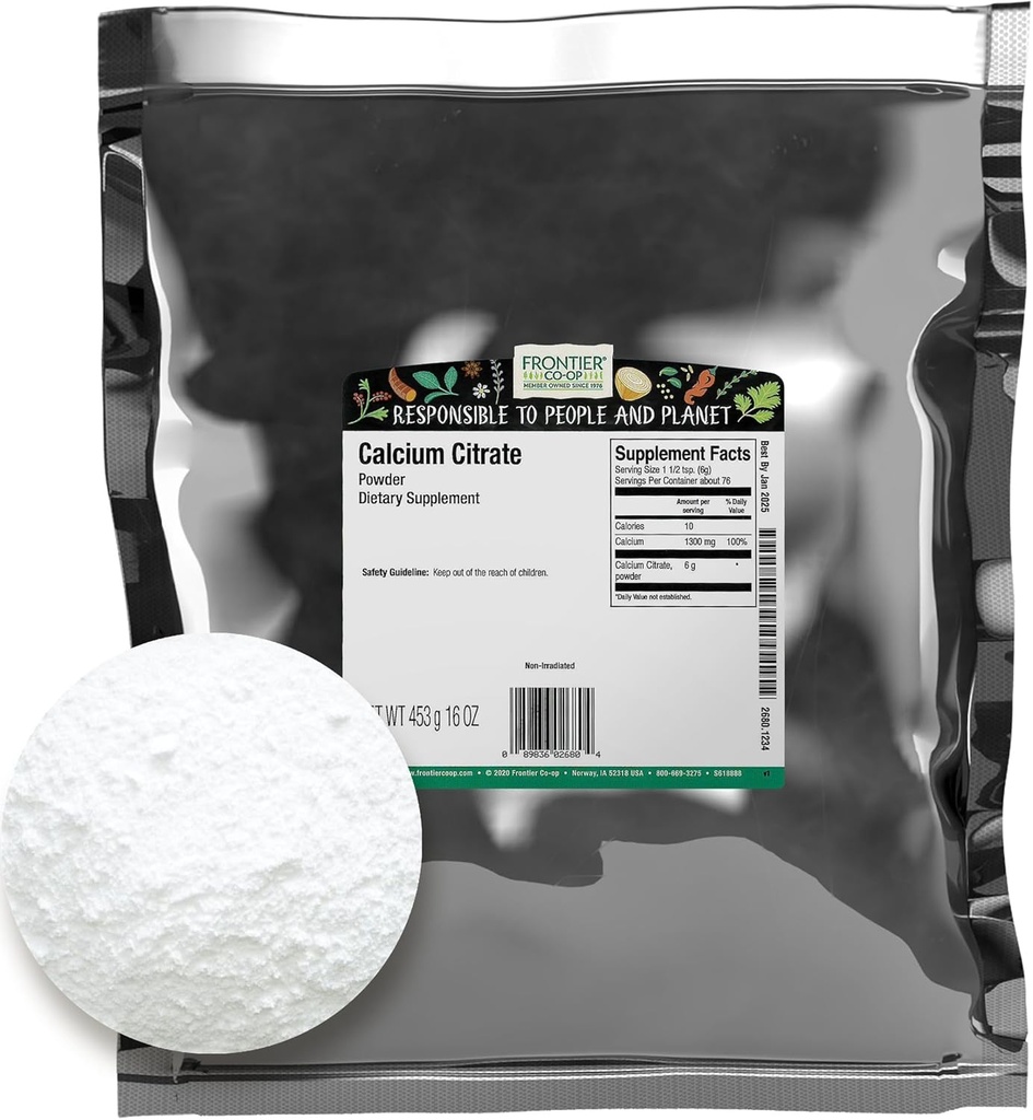 Frontier Bulk Calcium Citrate Powder, 16 Ounce