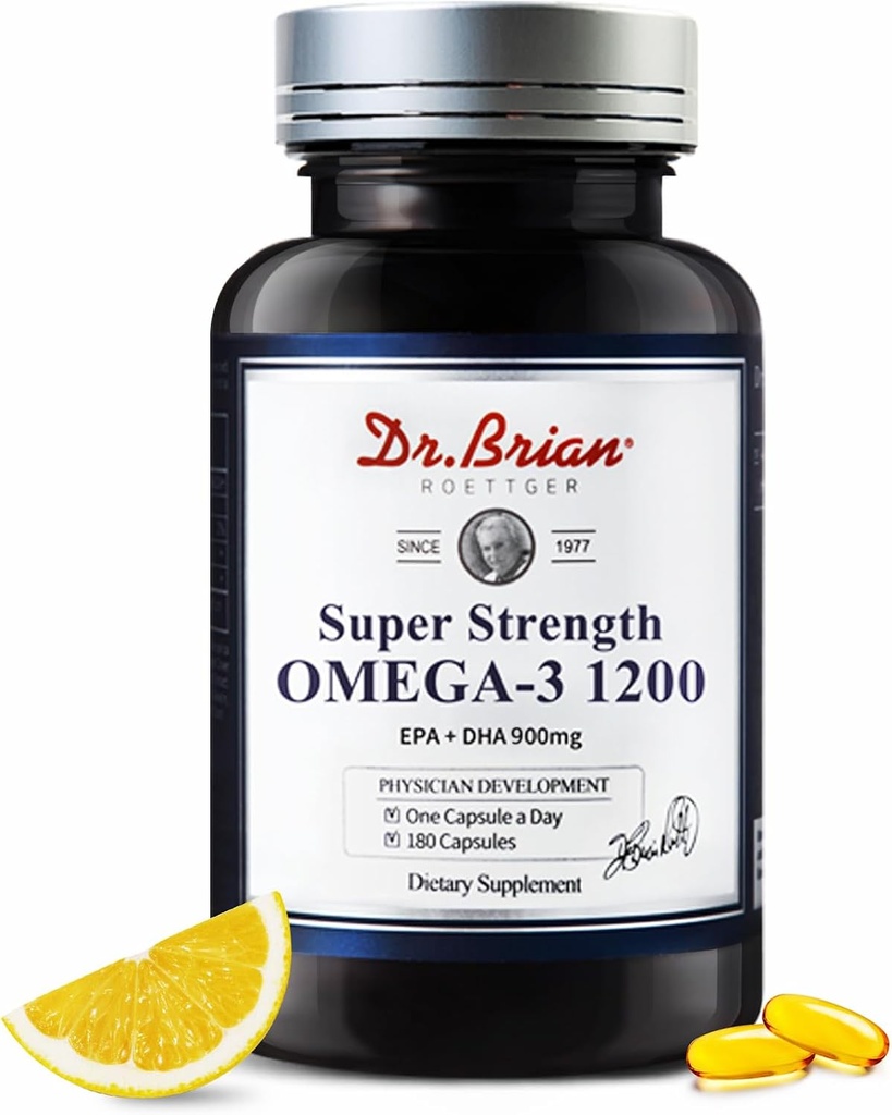 Dr.Brian Omega 3 Fish Oil - 1200 mg |180 Softgels Lemon Flavor rTG Omega3 | EPA & DHA | High Absorption Omega 3 Fatty Acid Supplements for Healthy Heart & Brain -180 Day Supply