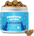 Natural Probiotic Digestive Supplement for Dogs - Probiotic Chewable with Prebiotics and Enzymes Supports Gut Health, Diarrhea & Digestion, Improve Immune System Allergy Itch Skin