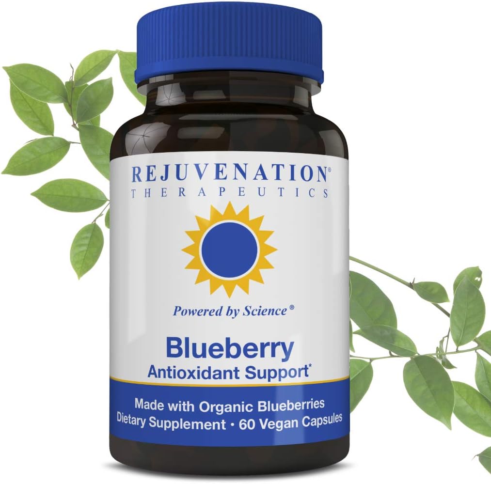 Rejuvenation Therapeutics Organic Blueberry Extract - Powerful Antioxidant for Brain Health Support - Vegan, Gluten-Free, No Rice, No Silica (60 Vegan Capsules, 350mg)