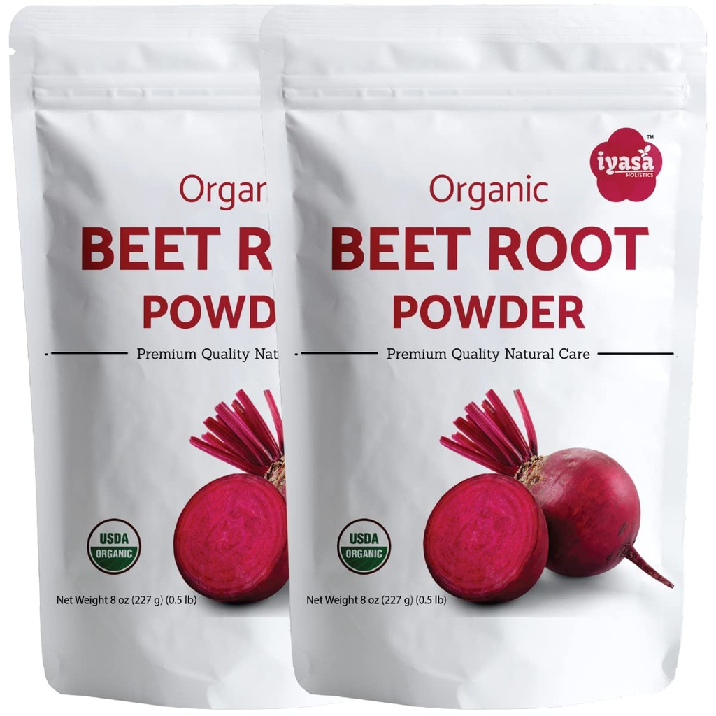 Iyasa Holistics Organic Beet Root Powder 16 oz - USDA Certified Organic Beet Root Powder Supplement, Smoothies, Baking, Juice - Pure Ayurveda Products