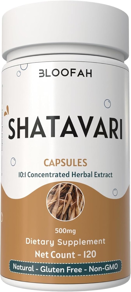 Shatavari Capsules 500mg | Concentrated 10:1 Extract | Asparagus racemosus Root Herbal Supplement | Non-GMO, Gluten-Free, Traditional Herbal Formula (120 Count (Pack of 1))
