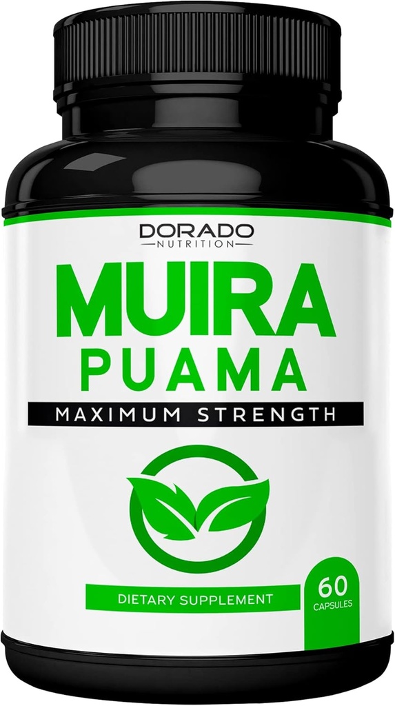 Muira Puama Root Extract 1000mg for Men and Women - Premium Capsules - 60 Count - Zero Fillers - Third Pary Tested - Gluten Free & Non-GMO - USA Made - Quality Guarantee - Tested for Potency & Purity