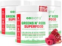 GOBIOTIX Super Greens and Reds Powder - Red and Green Superfood - Probiotic Supplement - Digestive Enzymes and Beet Root Powder - Organic Whole Foods Dietary Supplement (Pom Raspberry, 3 Pack)