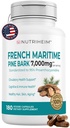 French Maritime Pine Bark Extract 7000mg with 95% Proanthocyanidins for Circulation, Heart Health, Skin, Cognitive Support - 20:1 Ratio & 180 Veggie Capsules - Non-GMO, Gluten-Free, Vegan-Friendly