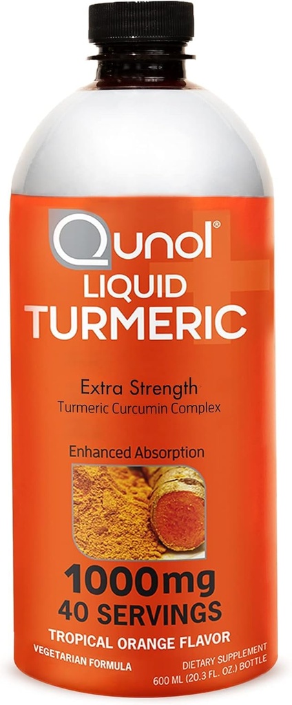 Qunol Liquid Turmeric Curcumin with Black Pepper 1000 Milligram, Supports Healthy Inflammation Response and Joint Support, Dietary Supplement, Extra Strength, 40 Servings, 20.3 fl oz (pack of 1)