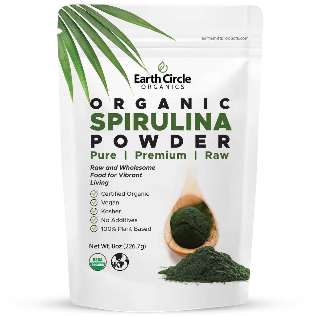Spirulina Powder, Kosher, Raw and Non-Irradiated | Pure Vegan Protein | Premium Energy Superfood, High in Amino Acids and Antioxidants - 8oz