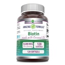 Amazing Formulas Biotin with Extra Virgin Organic Coconut Oil Supplement | 10000 Mcg | 120 Softgels | Non-GMO | Gluten-Free | Made in USA