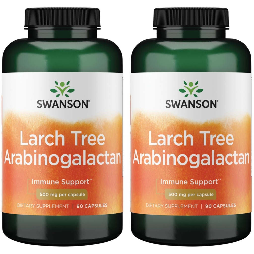 Swanson Larch Tree Arabinogalactan 500 mg 90 Caps (2 Pack)