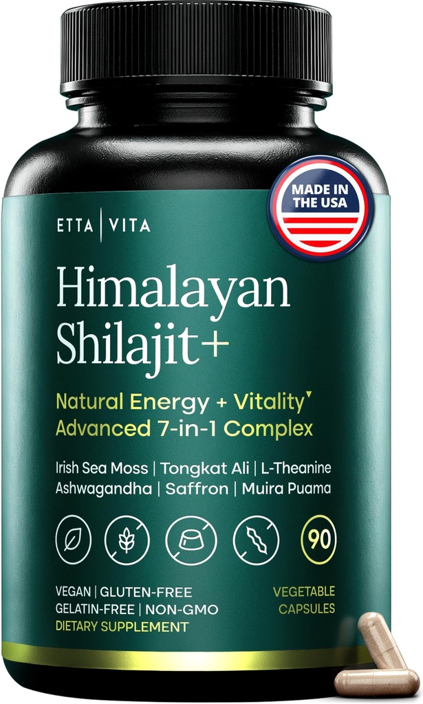 Shilajit Capsules with Organic Irish Sea Moss & Tongkat Ali for Men & Women