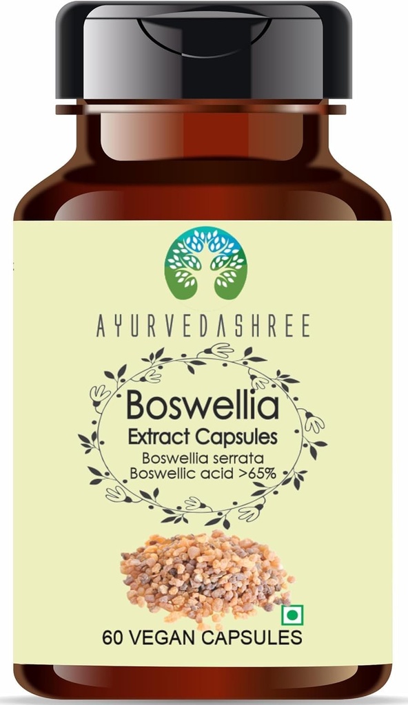 AYURVEDASHREE Boswellia Serrata Extract 500mg - 60 Vegetarian Capsules|Indian Frankincense | All Natural | 100% Vegan | Gluten-Free
