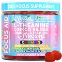 Clean Nutra Kids Focus Gummies with L-Theanine, Ginkgo Biloba, Omega-3 Fish Oil, L-Tyrosine, Vitamin B6, B12 � 60 Count, Clean Label, Non-GMO, Vegan-Friendly SmartyPop Formula for Kids Support