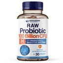 Wholesome Wellness Organic Raw Probiotics 100 Billion CFU, Dr Formulated for Women and Men, Complete Adult Supplement with Prebiotics and Digestive Enzymes; 30 Capsules, Shelf Stable