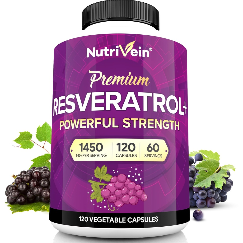 Nutrivein Premium Pure Resveratrol Supplement 1450mg - 120 Caps