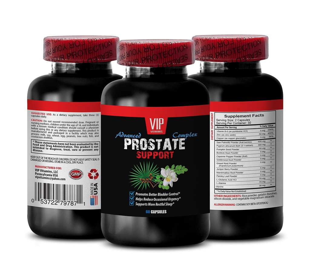 Saw Palmetto Properties - Prostate Support - Pygeum and Saw Palmetto for Prostate, Red Raspberry for Natural Prostate Health, Graviola and Herbal Prostate Formula, Green Tea 1 Bottle 60 Capsules