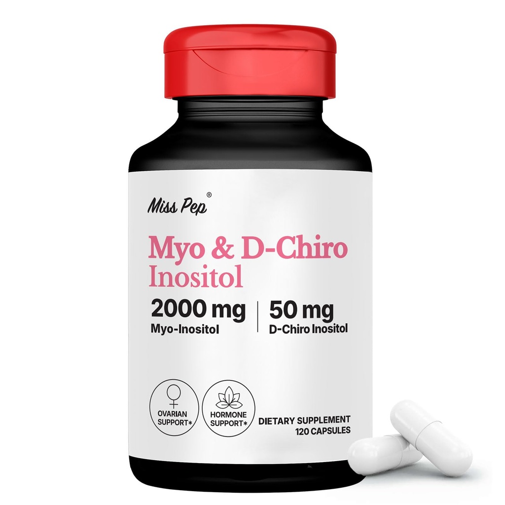 Myo-Inositol & D-Chiro Inositol Supplement for Women - Hormonal Balance, Menstrual Support & Ovarian Health - Ideal 40:1 Ratio - 120 Capsules