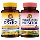 Vitalitown D3 K2 & Inositol Bundle - Vitamin D3 10000 IU + K2 MK7 200mcg + Myo-Inositol & D-Chiro for Women, Immune Support & Hormone Balance, Non-GMO