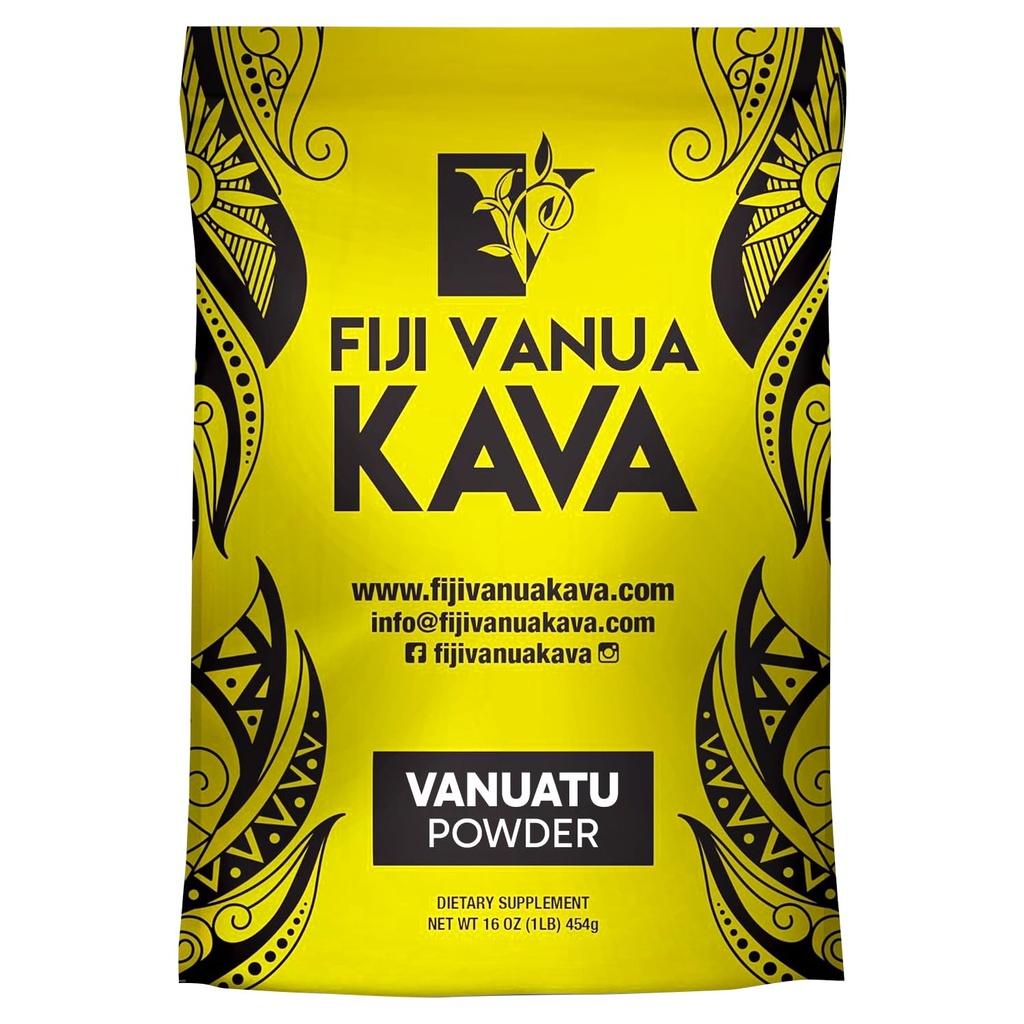 Fiji Vanua Kava Vanuatu Powder, Kava Root Powder Made from Pure Noble Kava with Sun-Dried Lateral Roots, Premium with Kavalactones, Easy to Prepare Medium Grind Kava, 16 oz, 1 Pound