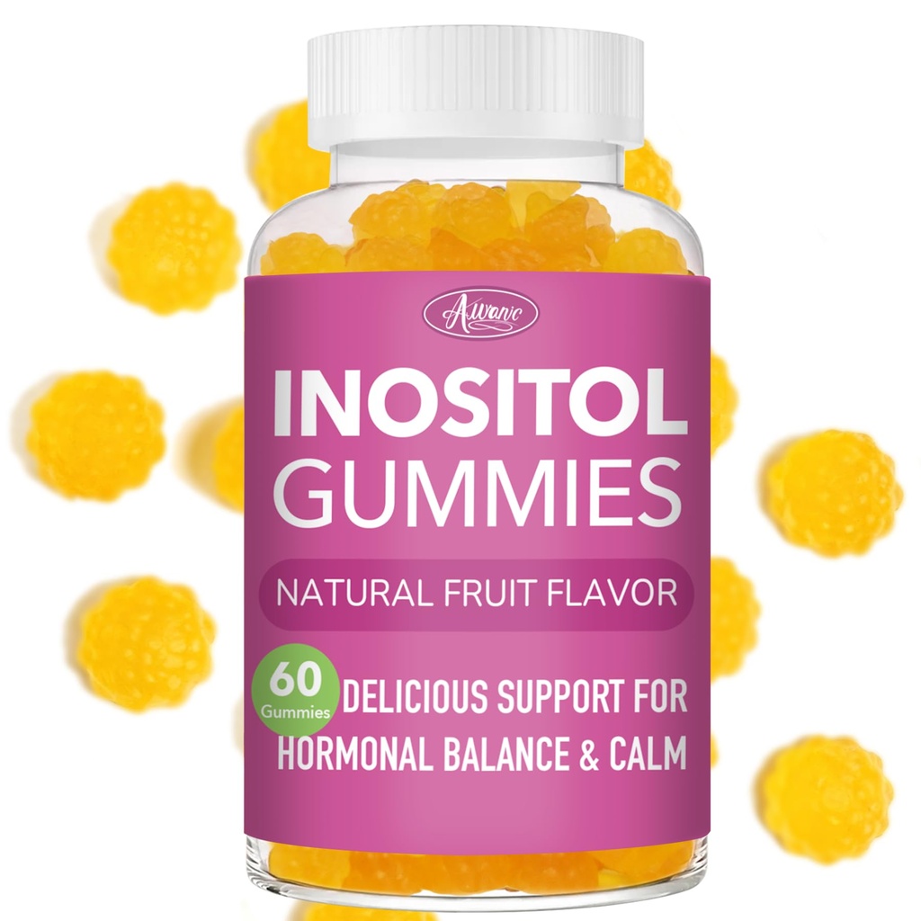 Myo-Inositol & D-Chiro Inositol Multivitamin Gummies, 40:1 Ratio, Magnesium Glycinate 400mg, Omega-3 &Folate, Vitamins for Women Hormone Balance