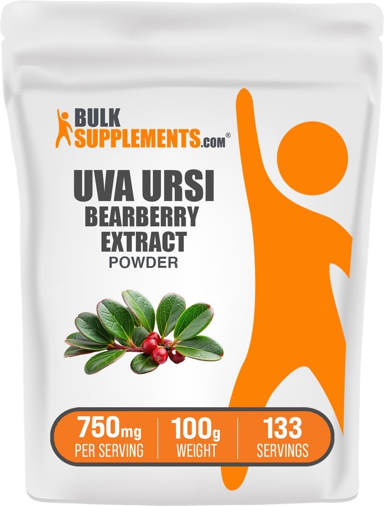 BulkSupplements.com Bearberry Leaf Extract Powder - Uva Ursi Extract, Herbal Supplement - Vegan & Gluten Free, 750mg per Serving, 100g (3.5 oz) (Pack of 1)