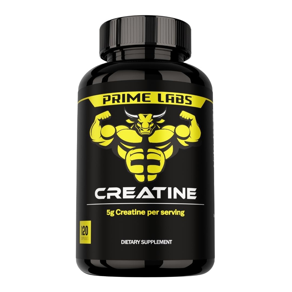 Prime Labs Creatine Monohydrate Capsules for Men & Women, 5g (5000mg)