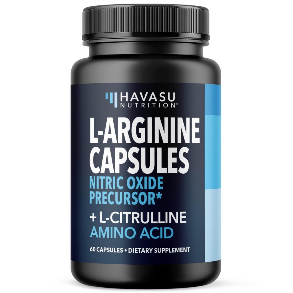 L-Arginine Capsules with L-Citrulline - Nitric Oxide Supplement - L Arginine and L Citrulline Blend - 60 Count - Vegan, Non-GMO Capsules for Performance, Endurance and Muscle Support - 1 Month Supply