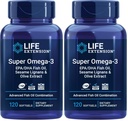 Life Extension Super Omega-3 EPA/DHA Fish Oil,Sesame Lignans & Olive Extract – Cognitive Health,Cholesterol Health Support,Gluten-Free,Non-GMO,120 Softgels,(Pack of 2)