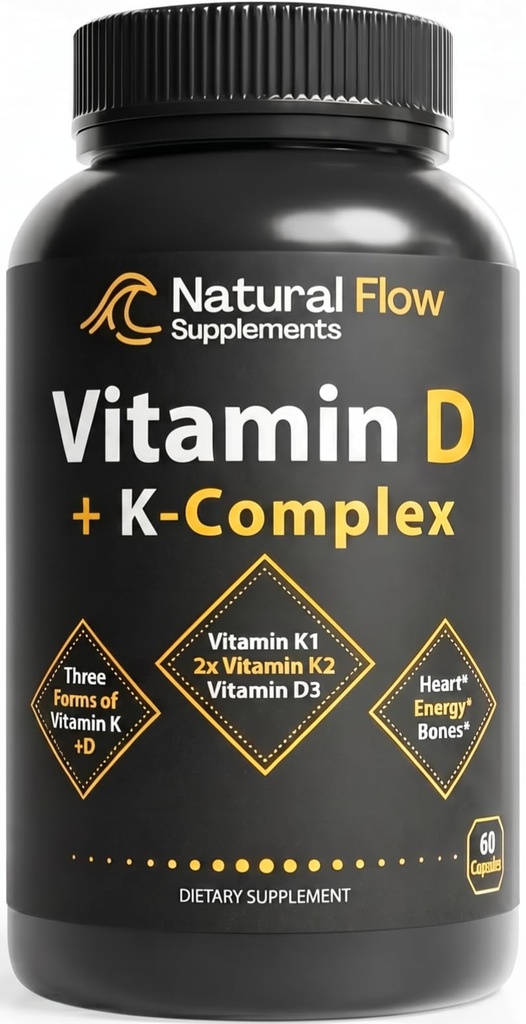 Natural Flow Vitamin D3 with K2 Complex, 5000 IU, 60 Capsules