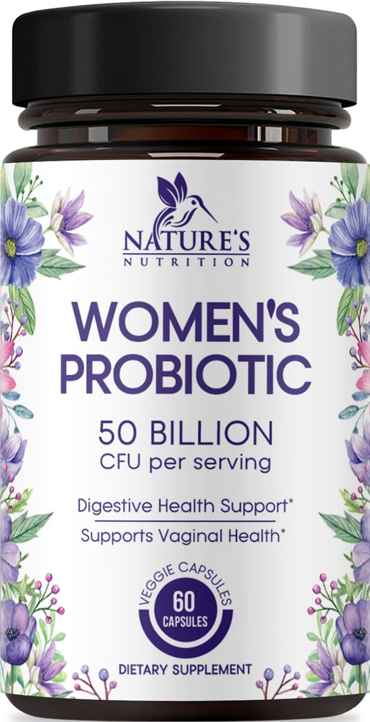 Probiotics for Women - Probiotic Blend 50 Billion CFU Per Cap - 16 Feminine Health Strains Women's Probiotic - Prebiotic for Vaginal PH Balance, Urinary UT Health Support - Bottled USA - 60 Capsules