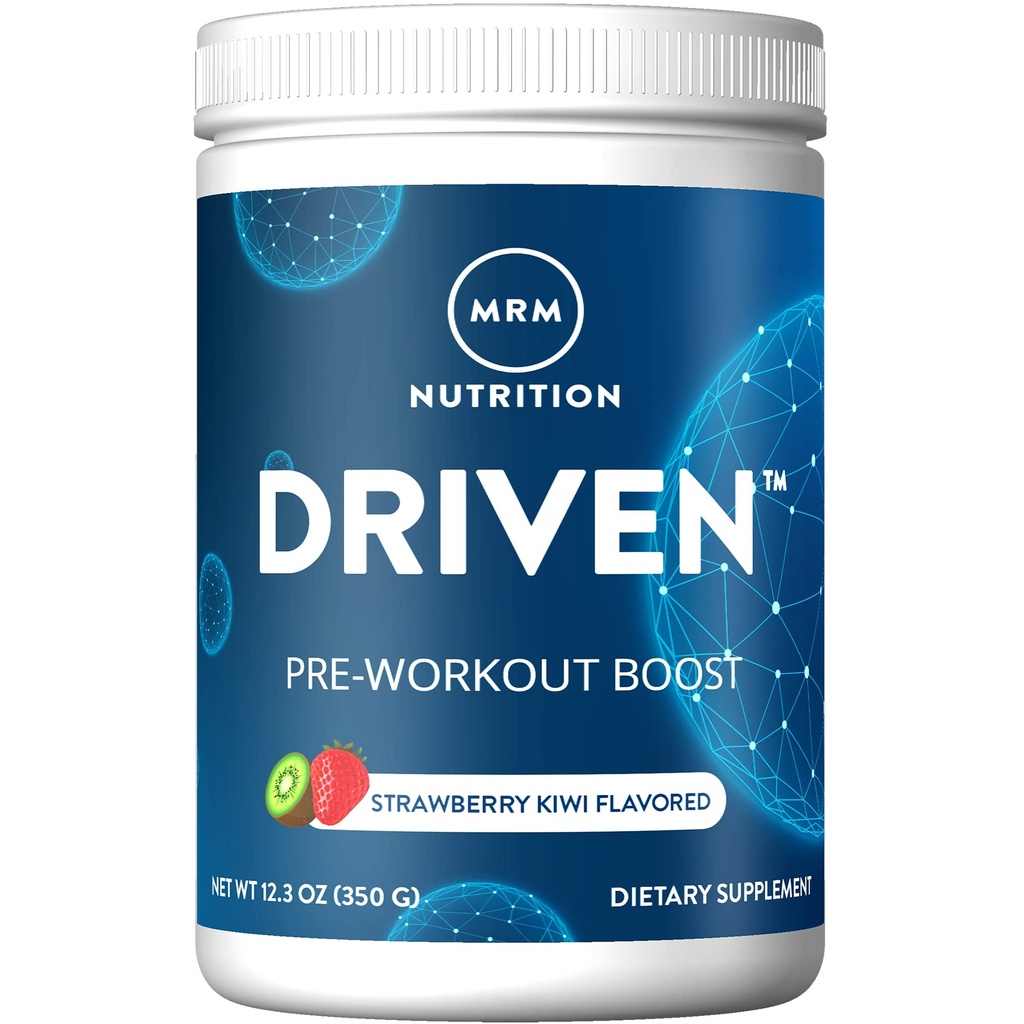 MRM Nutrition Driven Pre Workout Powder - Clean Preworkout for Women & Men, Supports Energy, Focus & Strength with Beta-Alanine & Caffeine, Vegan, Gluten‑Free - 29 Servings, Strawberry Kiwi Flavor