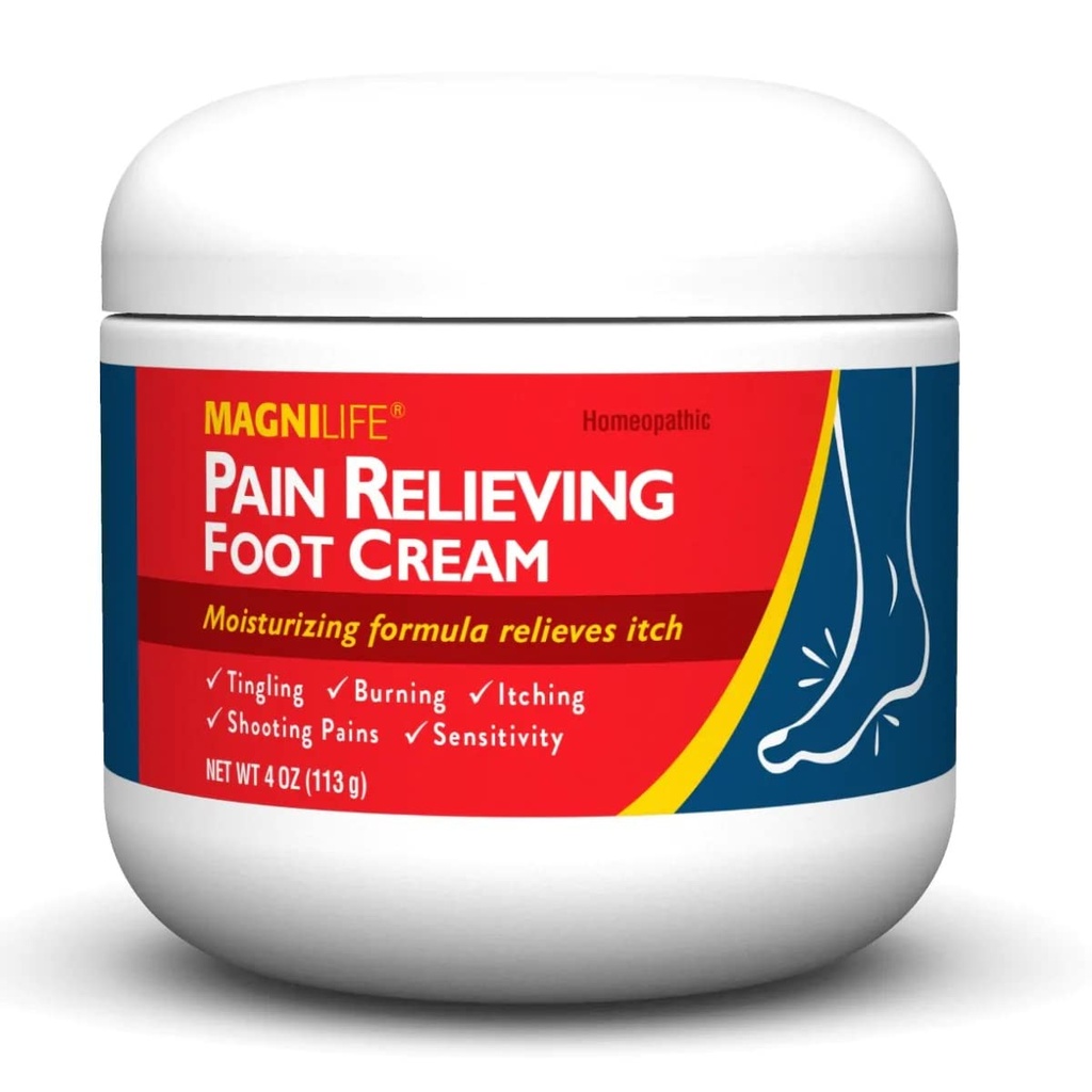 MagniLife Pain Relieving Foot Cream, 4 oz, Soothing Relief for Soreness, Pain, Burning, Tingling, Itching or Sensitivity in Feet & Legs, Moisturizing & Hydrating Foot Cream, No Petroleum