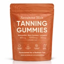 Savanna Skin Tanning Gummies, with Astaxanthin, Beta-Carotene, Lycopene & Vitamins, Radiant Healthy Skin, Vitality Support & Hydration, Vegan, Sugar-Free, Sour Watermelon Flavor, 60 Count (1)
