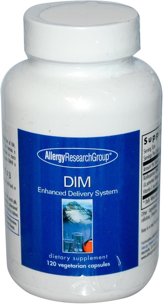 Allergy Research Group DIM Enhanced Delivery System - DIM Supplement for Women, Estrogen Supplement for Women and Men, Diindolylmethane for Hormone Balance, Menopause Support - 120 Vegetarian Capsules