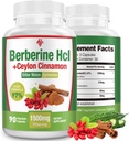 Berberine Supplement 1500mg - Premium Berberine HCl 97% Purity Berberine Plus Pure Ceylon Cinnamon, High Potency Berberine for Men Women, Non-GMO Vegan